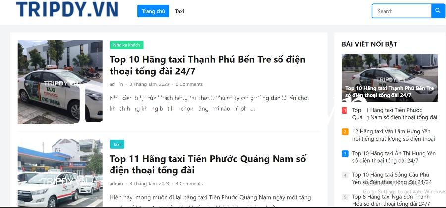 Tripdy.vn - Trang website chuyên về danh sách taxi 63 tỉnh thành