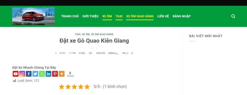 Top 11 Hãng taxi Gò Quao Kiên Giang số điện thoại tổng đài